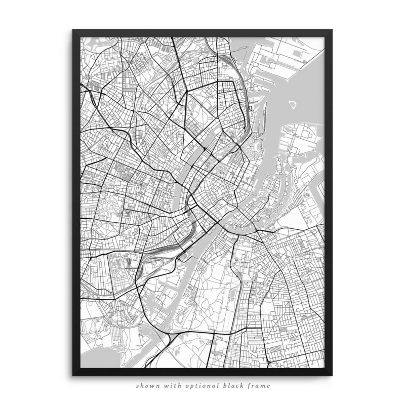 Copenhagen Denmark City Street Map White Poster